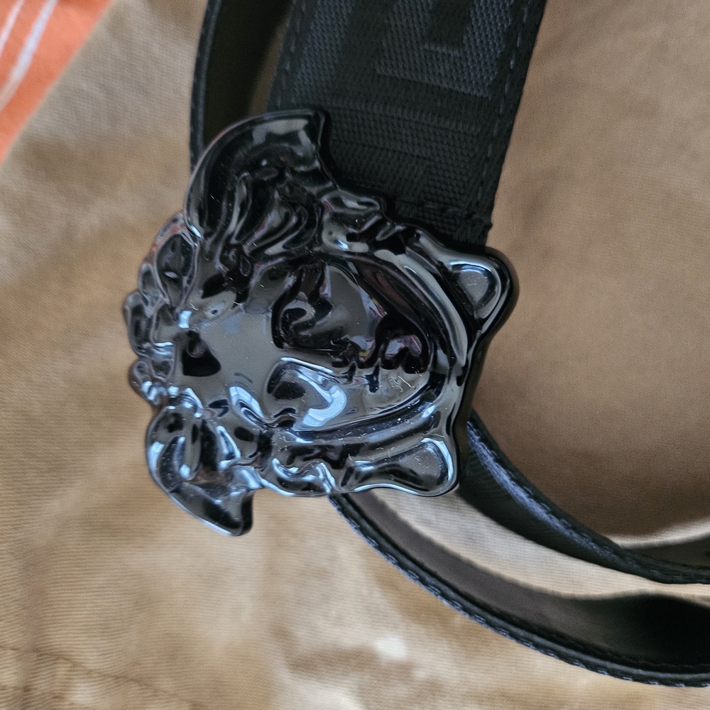 Versace Black With Medusa Belt Buckle